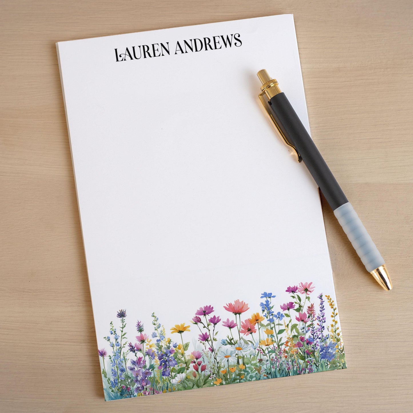 Personalized Flower Notepad – Custom Name Notepads | Floral Garden Notes & Thank You Notes