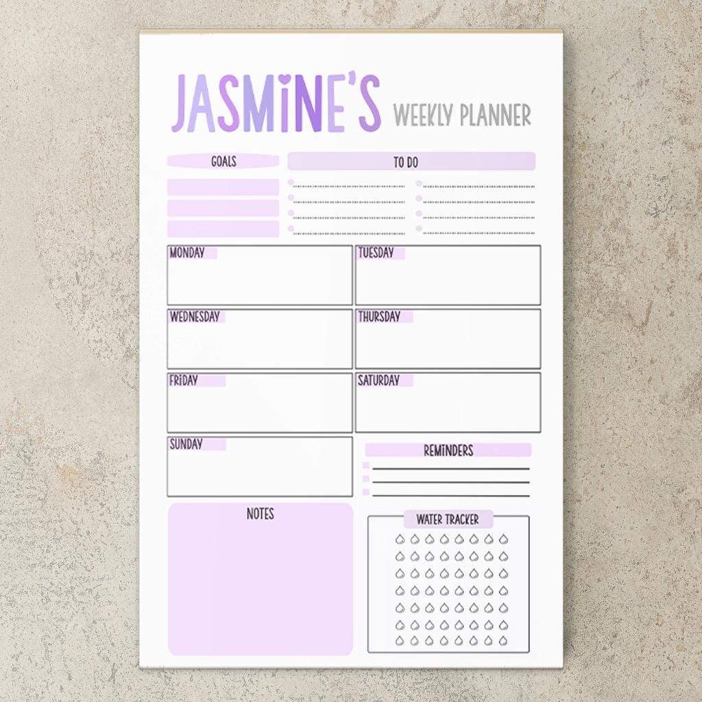 Weekly Planner Notepad - Custom Name, Days of the Week Pad | Teacher & Co-Worker Gift