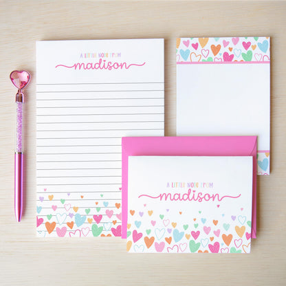 Personalized Stationery Set – Girls Letter Writing Sets with Glitter Pen & Notepad