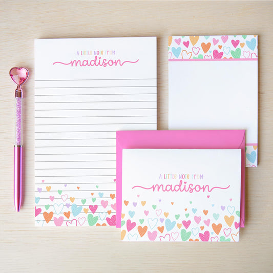 Personalized Stationery Set – Girls Letter Writing Sets with Glitter Pen & Notepad