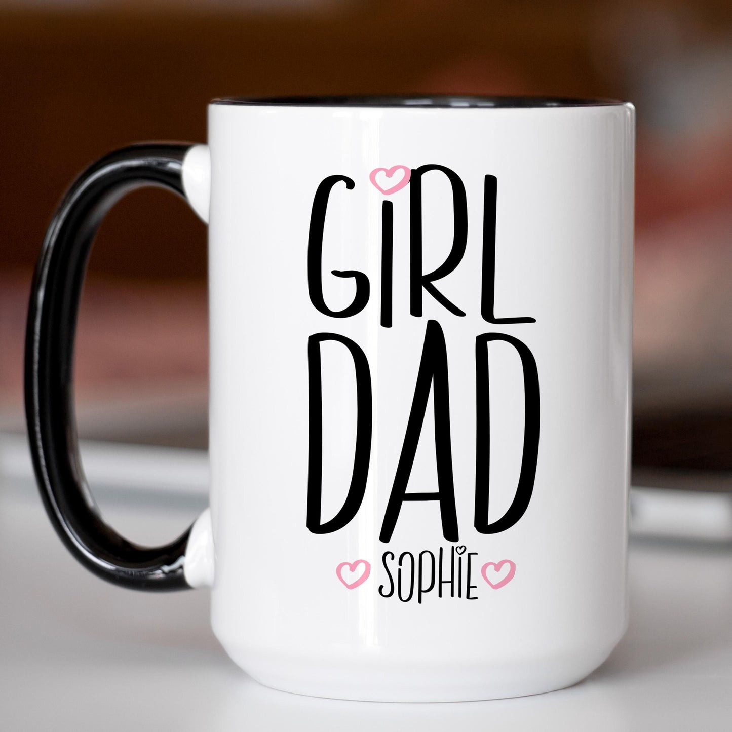 Personalized Girl Dad Mug - Fathers Day Gift | Custom Kids Name Mug, Microwave Safe Coffee Cup