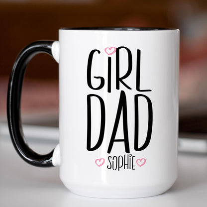 Personalized Girl Dad Mug - Fathers Day Gift | Custom Kids Name Mug, Microwave Safe Coffee Cup