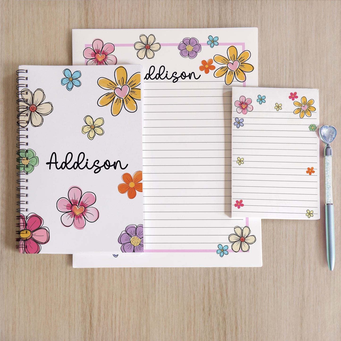Personalized Stationery Set – Kids Letter Writing Kit With Floral Notepads & Envelopes