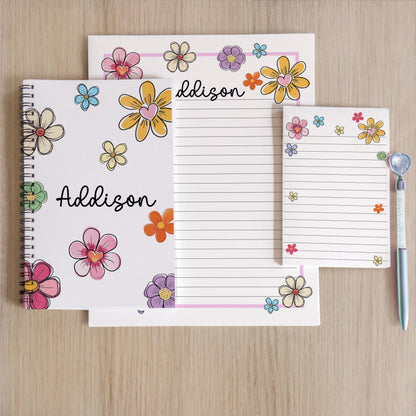 Personalized Stationery Set – Kids Letter Writing Kit With Floral Notepads & Envelopes