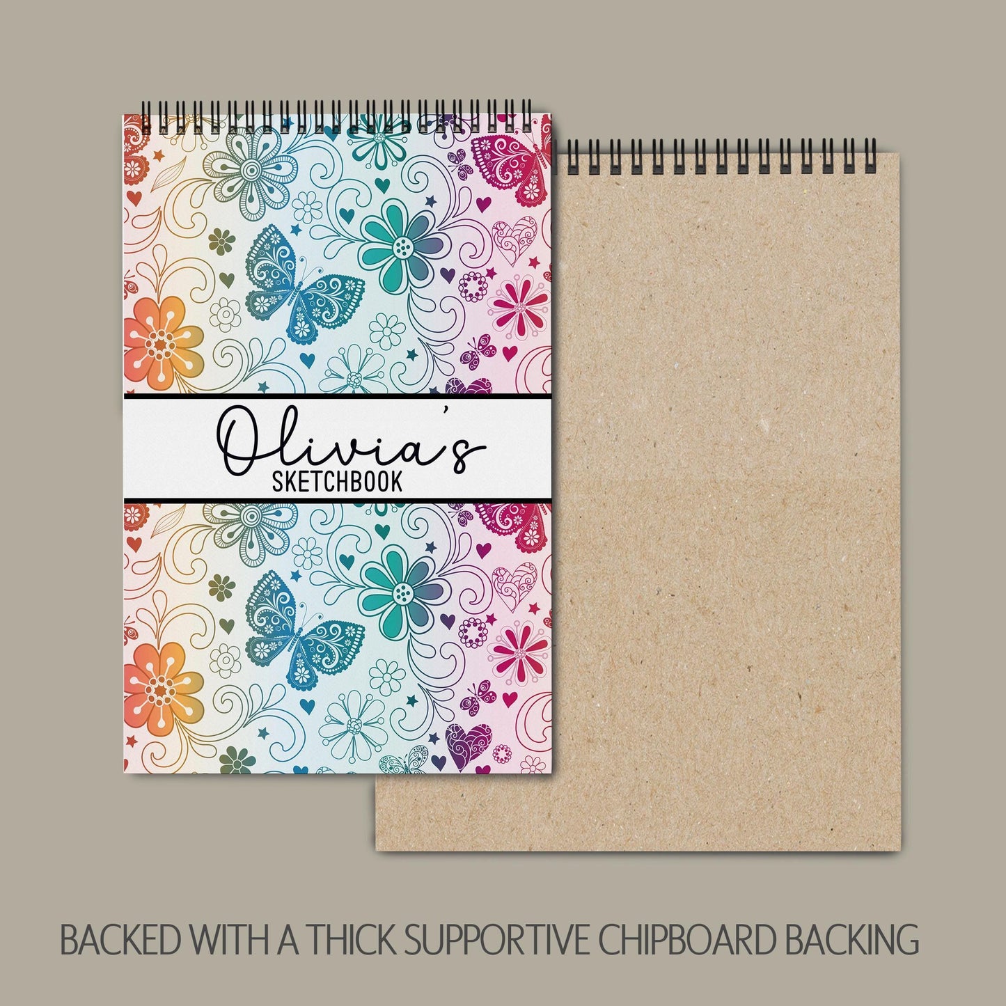 Girls Personalized Sketchbook - Custom Drawing Journal with Name | Kids Art Pad