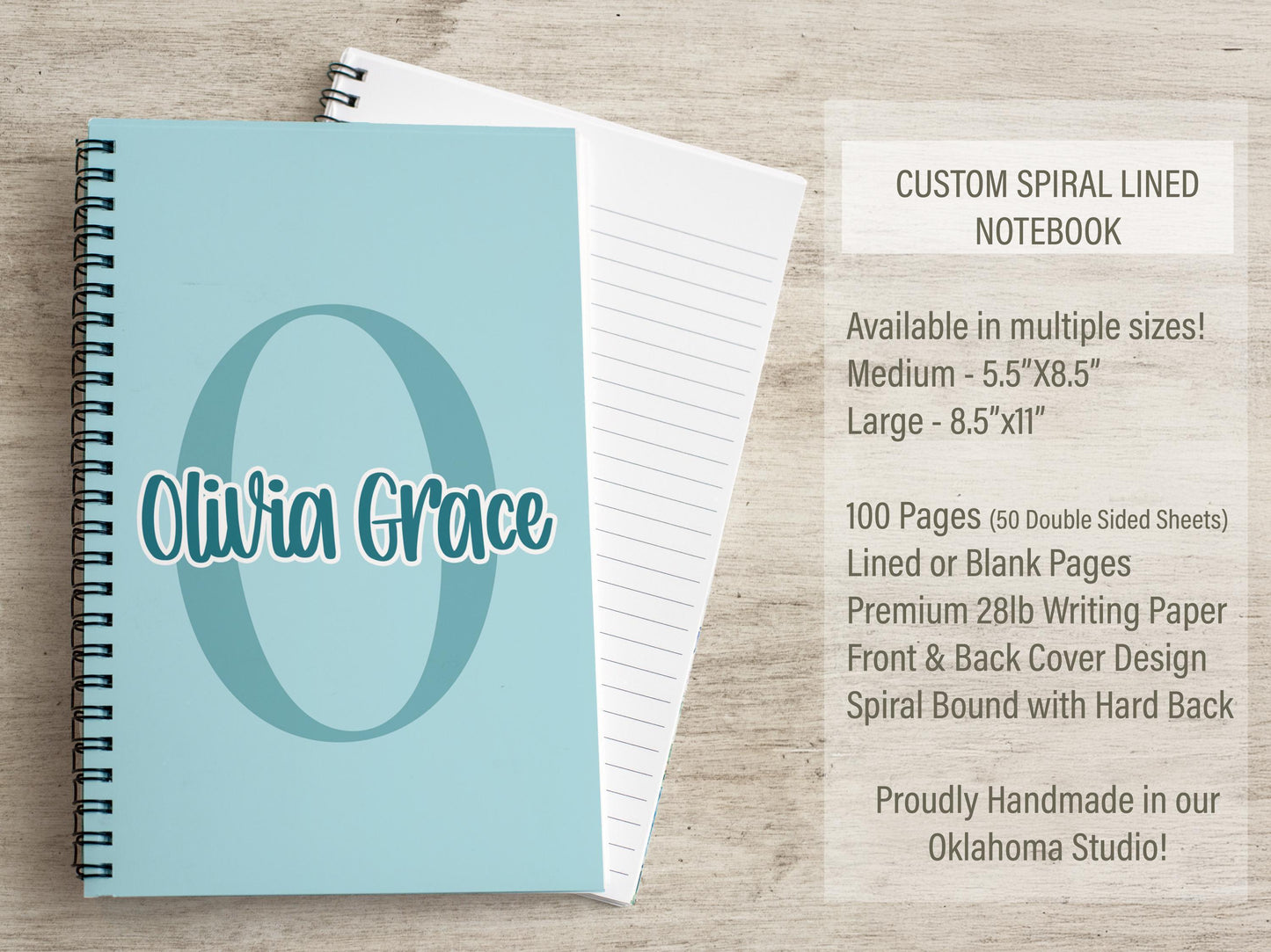 Personalized Girls Notebook - Custom Kids Journal With Monogram Name, Spiral Bound Gift