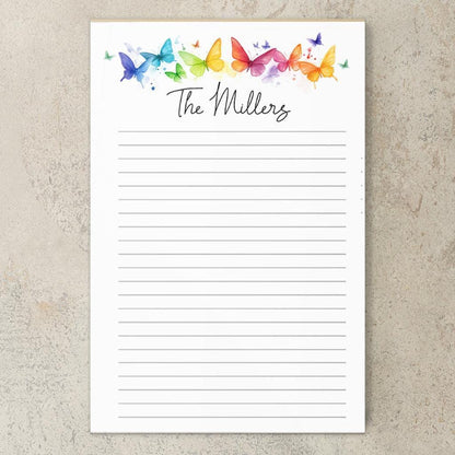 Personalized Notepad - Custom Rainbow Butterfly Notepads | Office Memo Pad Gift