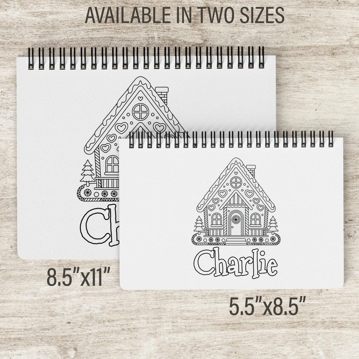 Personalized Christmas Coloring Book 50 Pages, Spiral 11x8.5 Gift