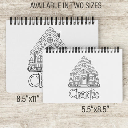 Personalized Christmas Coloring Book 50 Pages, Spiral 11x8.5 Gift