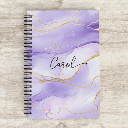 Personalized Purple Notebook - Custom Sketchbook With Name | Spiral Bound Journal Gift For Her