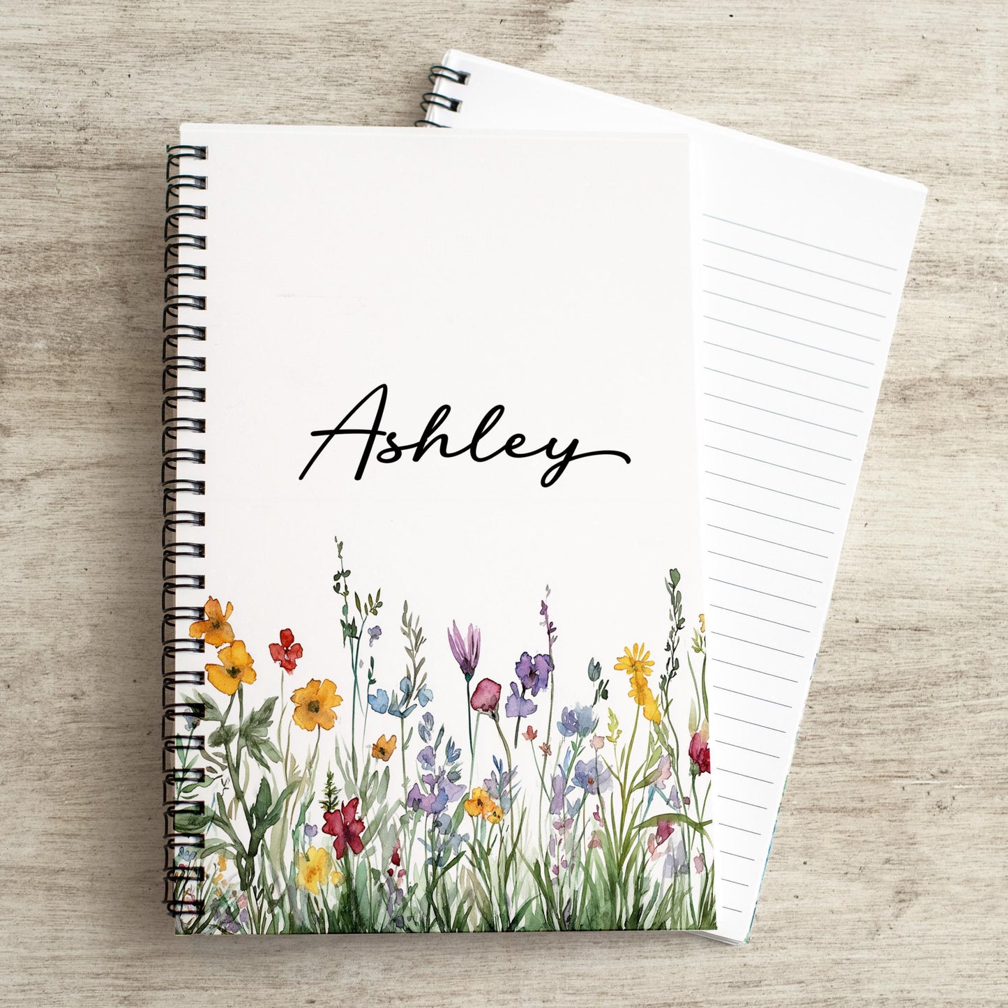 Personalized Spiral Notebook - Custom Wildflower Journal with Name | Teacher Gift