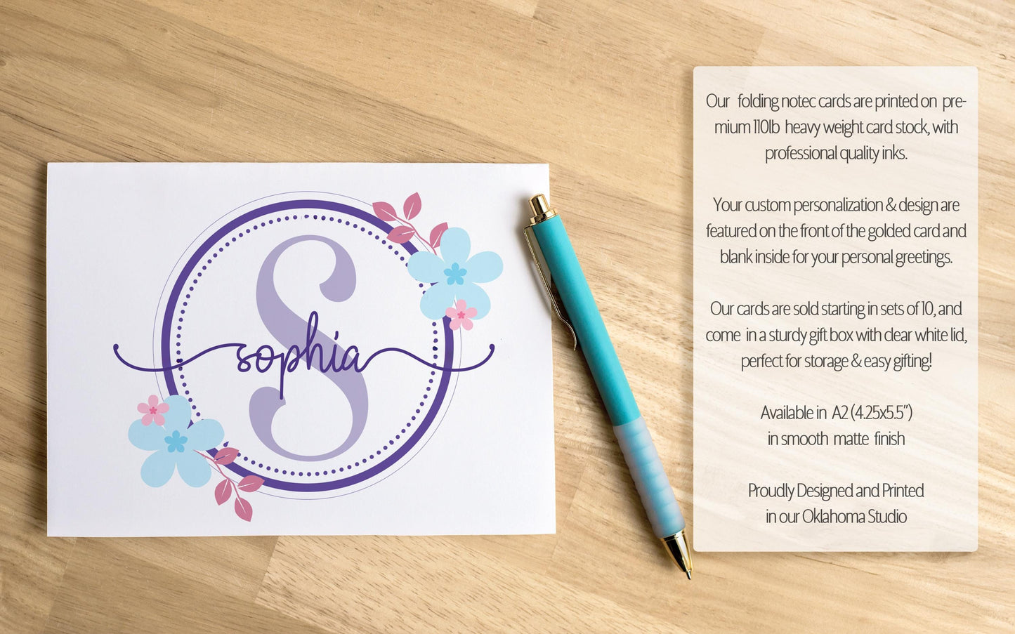 Personalized Note Cards – Custom Stationery Cards with Floral Thank You Notes & Envelopes