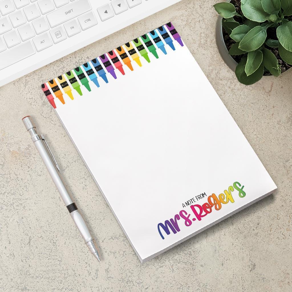Personalized Teacher Notepad - Custom Name Notes | Rainbow Classroom Gift