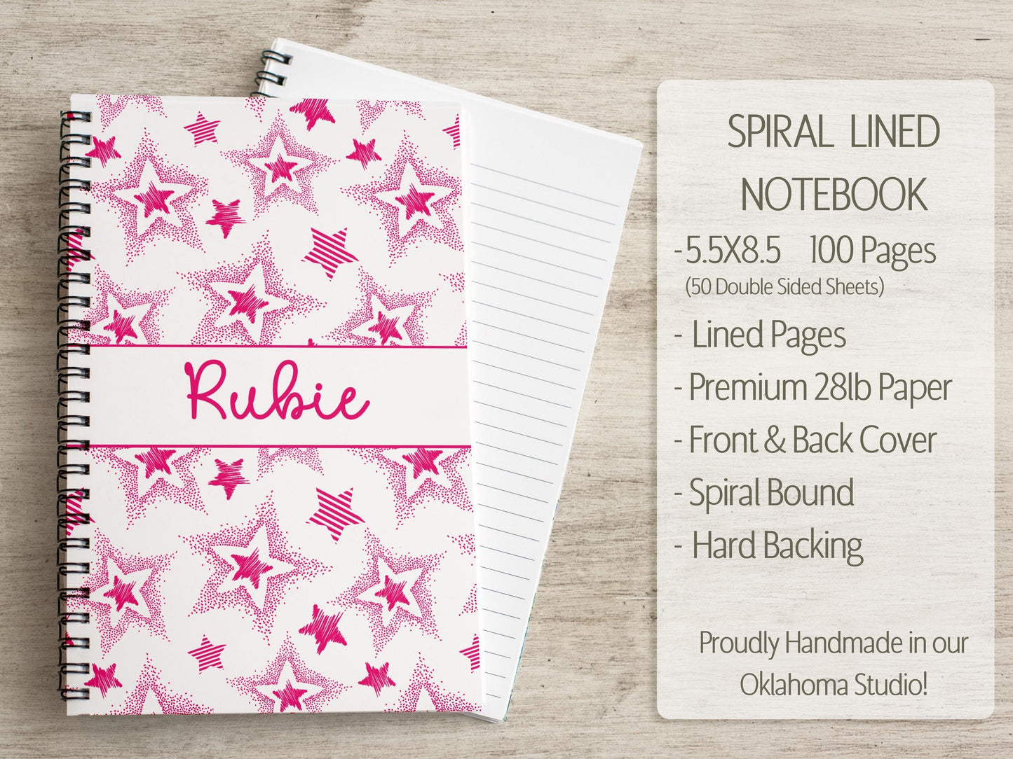 Personalized Stationery Set - Girls Star Letter Writing Paper & Notecard Envelopes