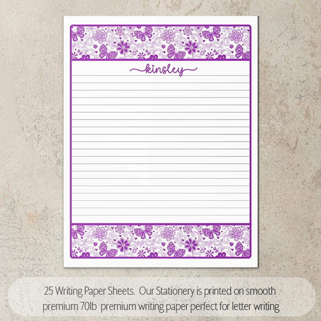 Personalized Stationery Set - Girls Butterfly Letter Writing Set with Notebook & Pen