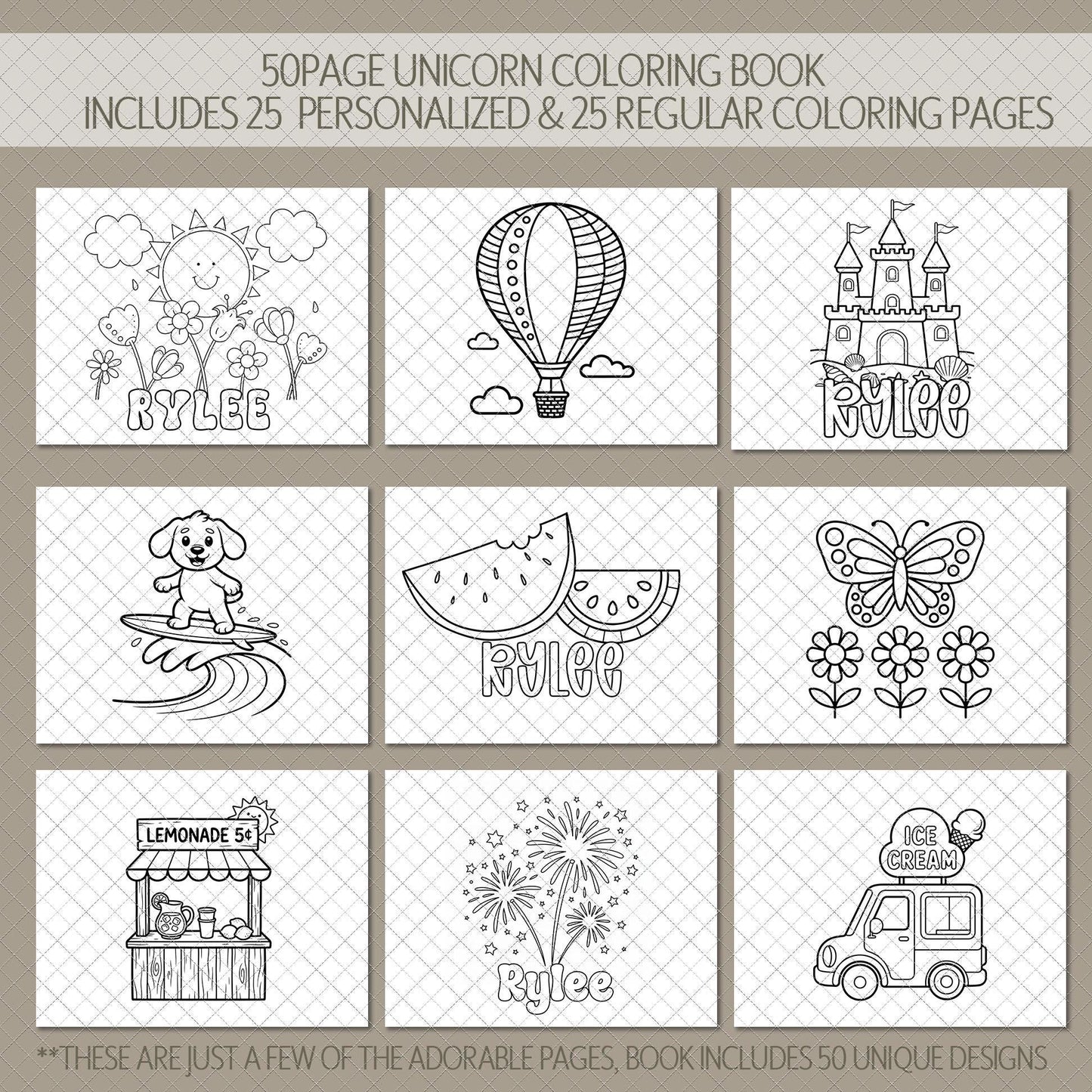 Personalized Summer Coloring Book – Custom Kids Coloring Activity With Farm Animals & Party Favor Gifts