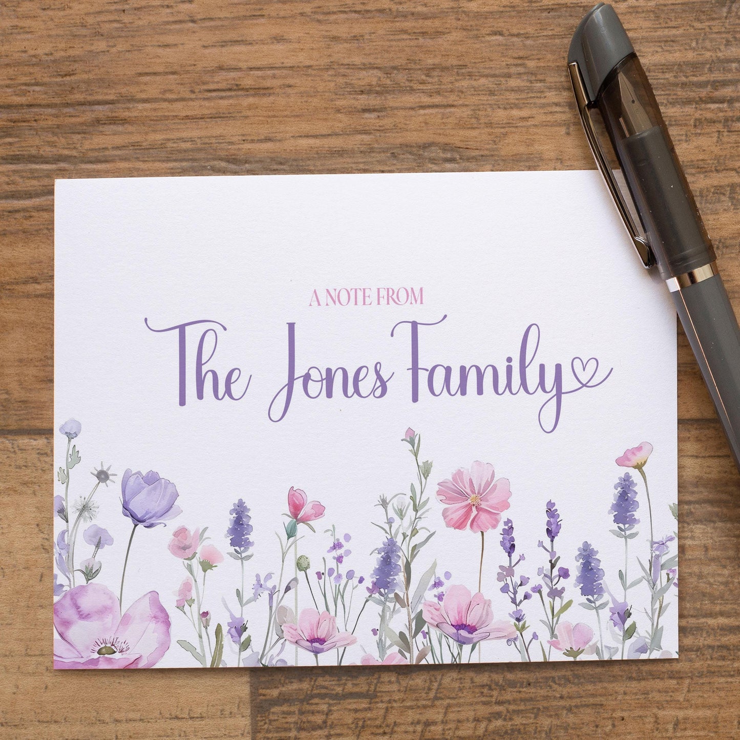 Personalized Note Cards - Custom Name Cards Wildflower Stationery Set with Envelopes