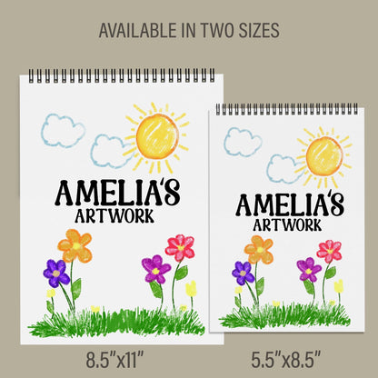 Personalized Kids Sketchbook - Custom Drawing Pad with Name | Dinosaur Art Book
