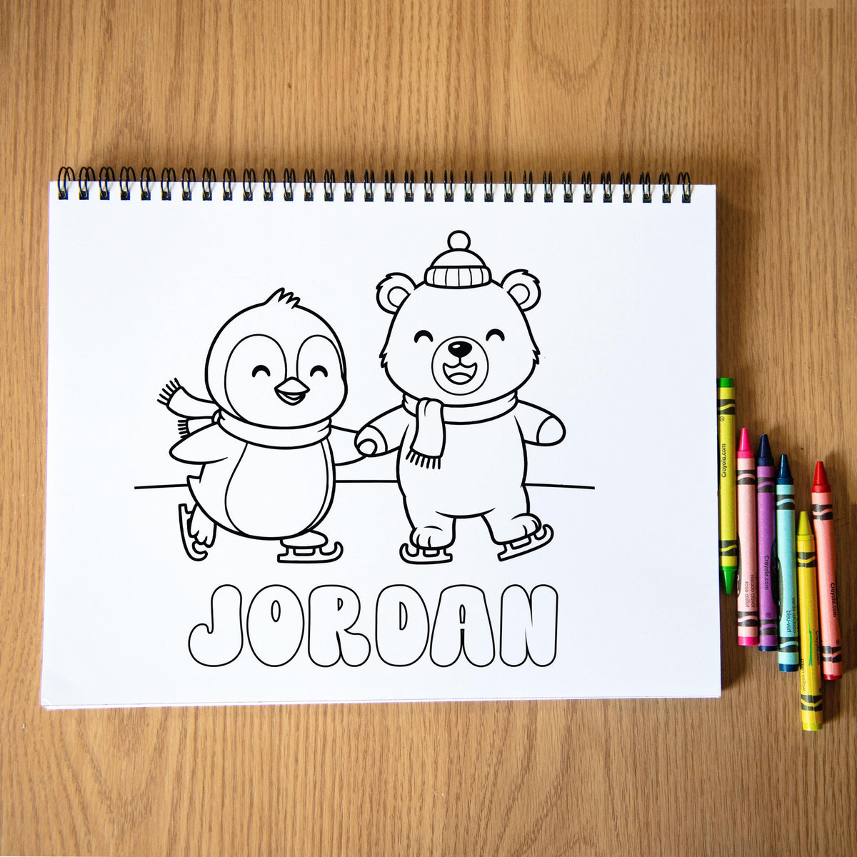 personalized coloring book, Arctic Winter 50-Pg Spiral Kids Gift