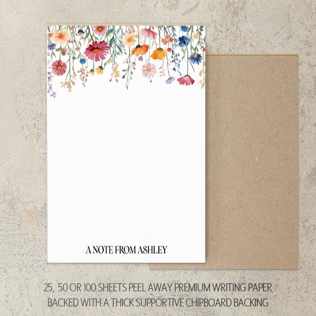 Personalized Notepad - Custom Name Wildflower Notepad With Lined Sheets