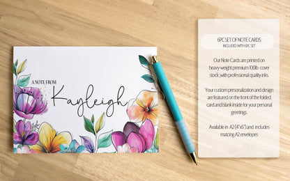 Personalized Stationery Set | Premium Letter Paper, Notecards & Rainbow Flower Notepad Gift Set