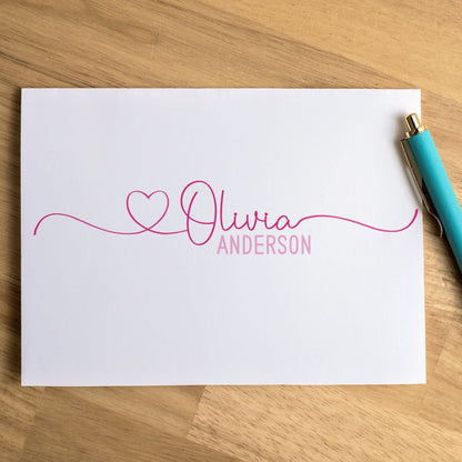 Personalized Note Cards – Custom Notecards with Envelopes | Script Stationery Set