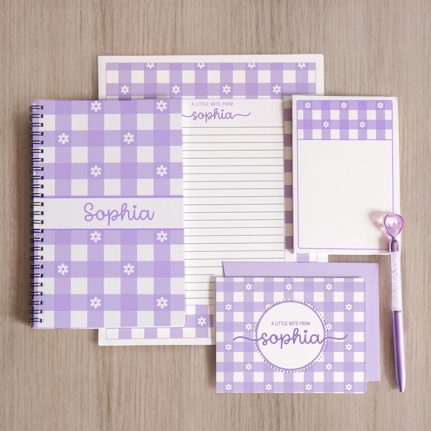Personalized Stationery Set - Kids Letter Writing Paper & Girls Notepad Set