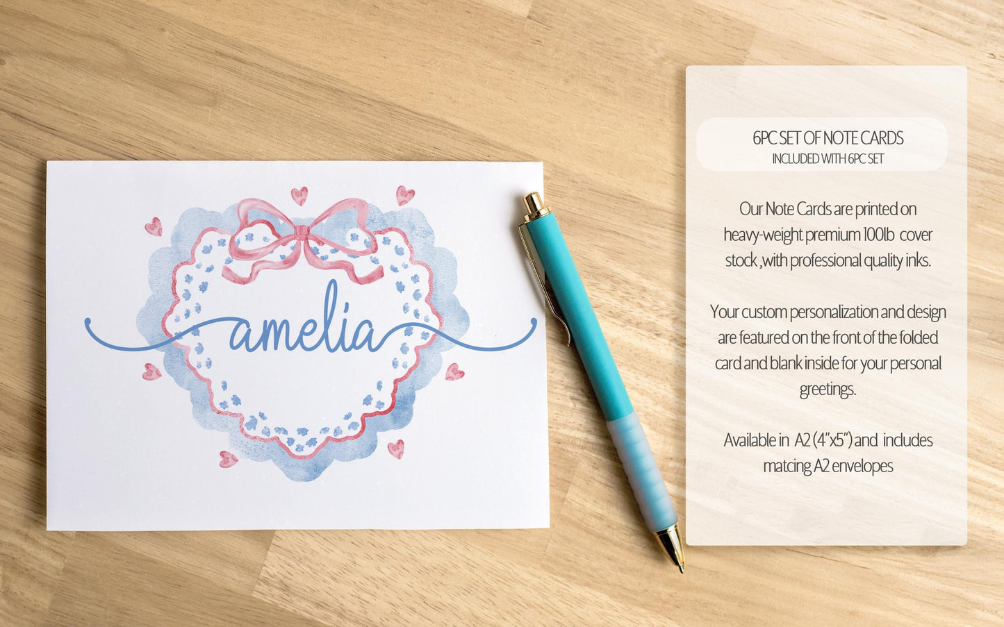 Personalized Stationery Set – Custom Girls Writing Set with Monogram Letter Paper & Envelopes