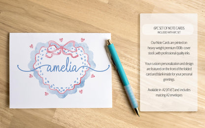 Personalized Stationery Set – Custom Girls Writing Set with Monogram Letter Paper & Envelopes