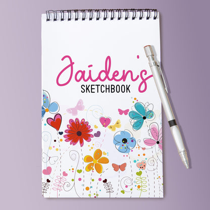 Personalized Sketchbook - Kids Drawing Pad With Name | Spiral Bound Art Book