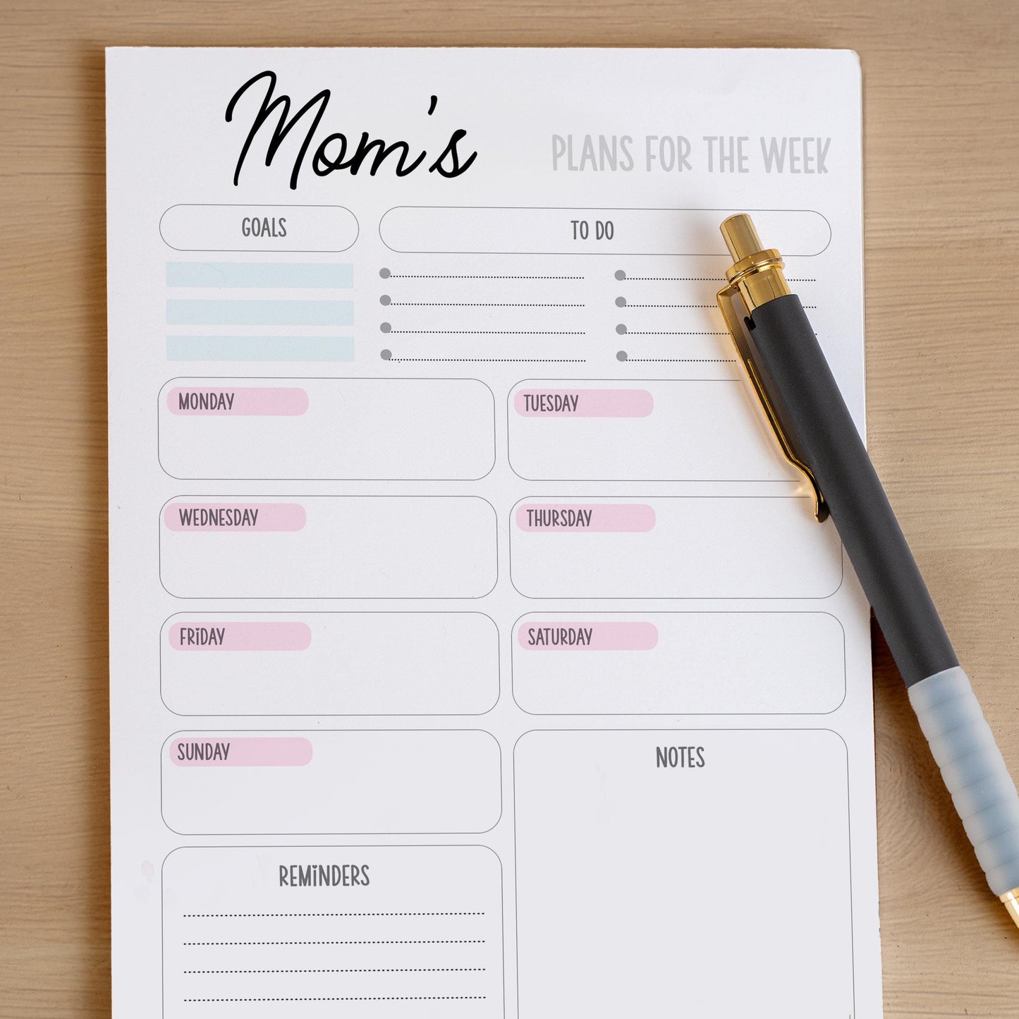 Personalized Weekly Planner | Floral Notepad with Custom Name & Goal Tracker