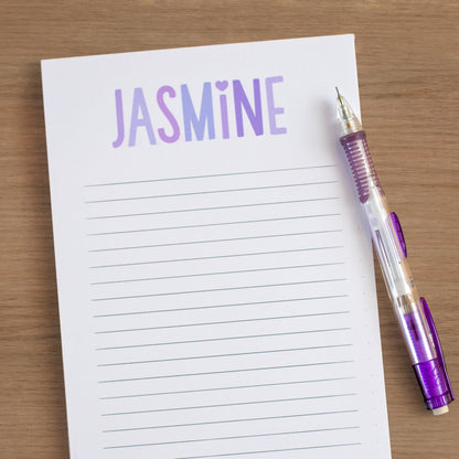 Personalized Colorful Notepads - Custom Name Notepad with Rainbow Design | Teacher Gift Ideas & School Staff Notepad