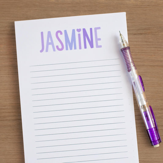 Personalized Colorful Notepads - Custom Name Notepad with Rainbow Design | Teacher Gift Ideas & School Staff Notepad