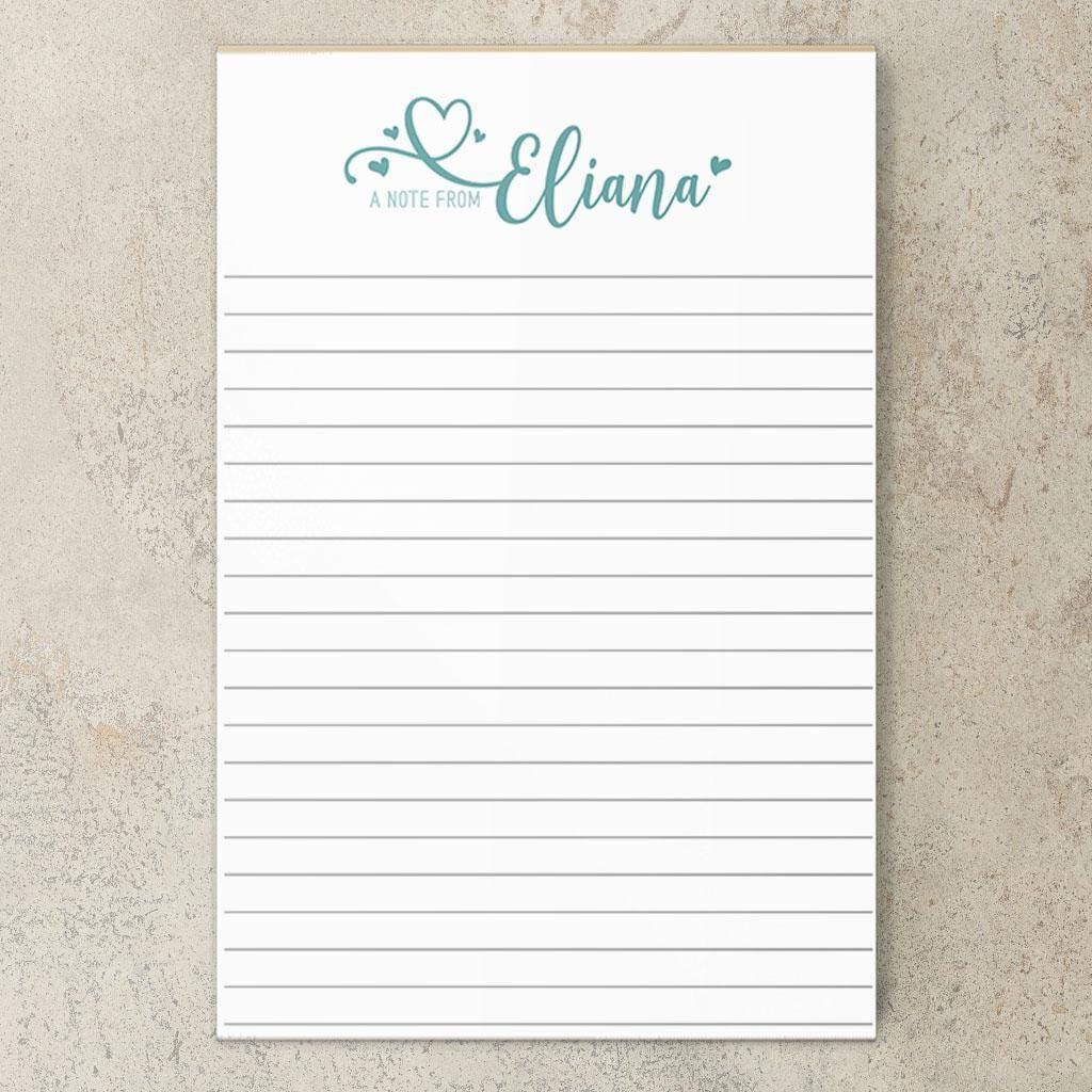 Personalized Notepad – Girls Script Heart Notepad | Custom Stationery Gift for Teacher