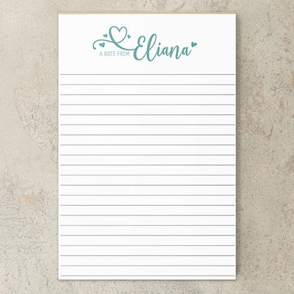 Personalized Notepad – Girls Script Heart Notepad | Custom Stationery Gift for Teacher