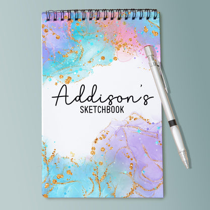 Personalized Sketchbook Girls - Custom Art Pad with Heavyweight Drawing Paper, Spiral Bound