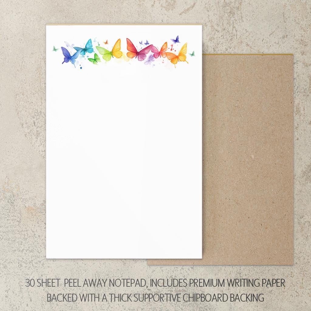 Personalized Stationery Set - Rainbow Butterfly Letter Writing Sets with Premium Paper & Self-Seal Envelopes