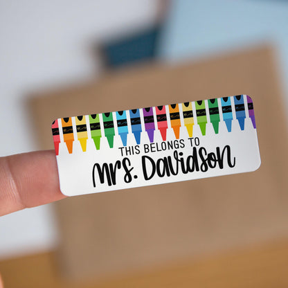 Teacher Name Labels - Personalized Name Stickers | Rainbow Teacher Labels, Water Resistant
