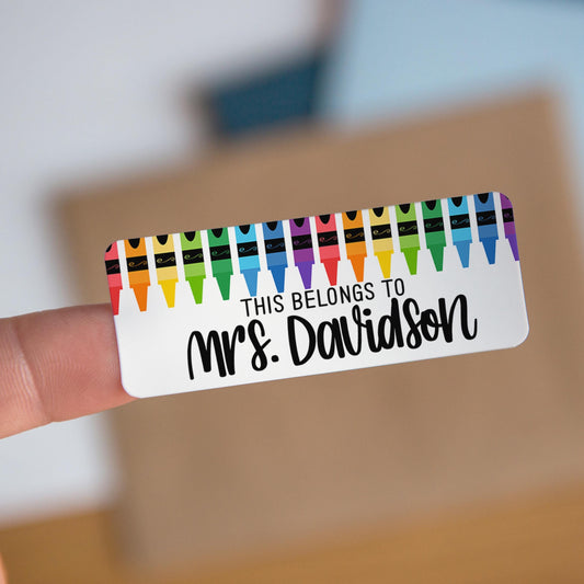 Teacher Name Labels - Personalized Name Stickers | Rainbow Teacher Labels, Water Resistant