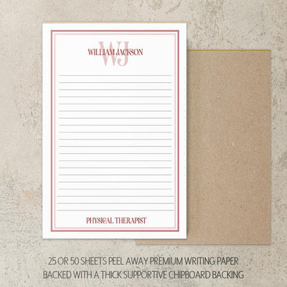 Personalized Notepad - Custom Monogram Initials Pad | Professional Stationery Gift