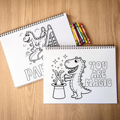 Personalized Dinosaur Coloring Book - Custom Kids Art Activity Book With Name & Party Favors