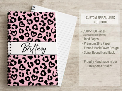 Personalized Stationery Set – Pink Cheetah Leopard Letter Writing Gift Set with Notebook & Pen