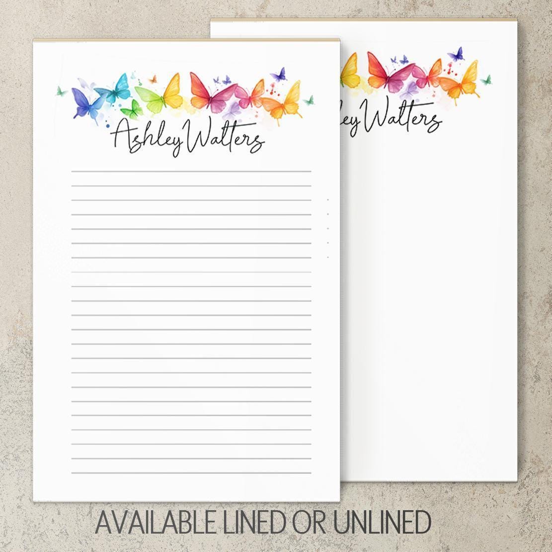 Personalized Notepad - Custom Rainbow Butterfly Notepads | Office Memo Pad Gift