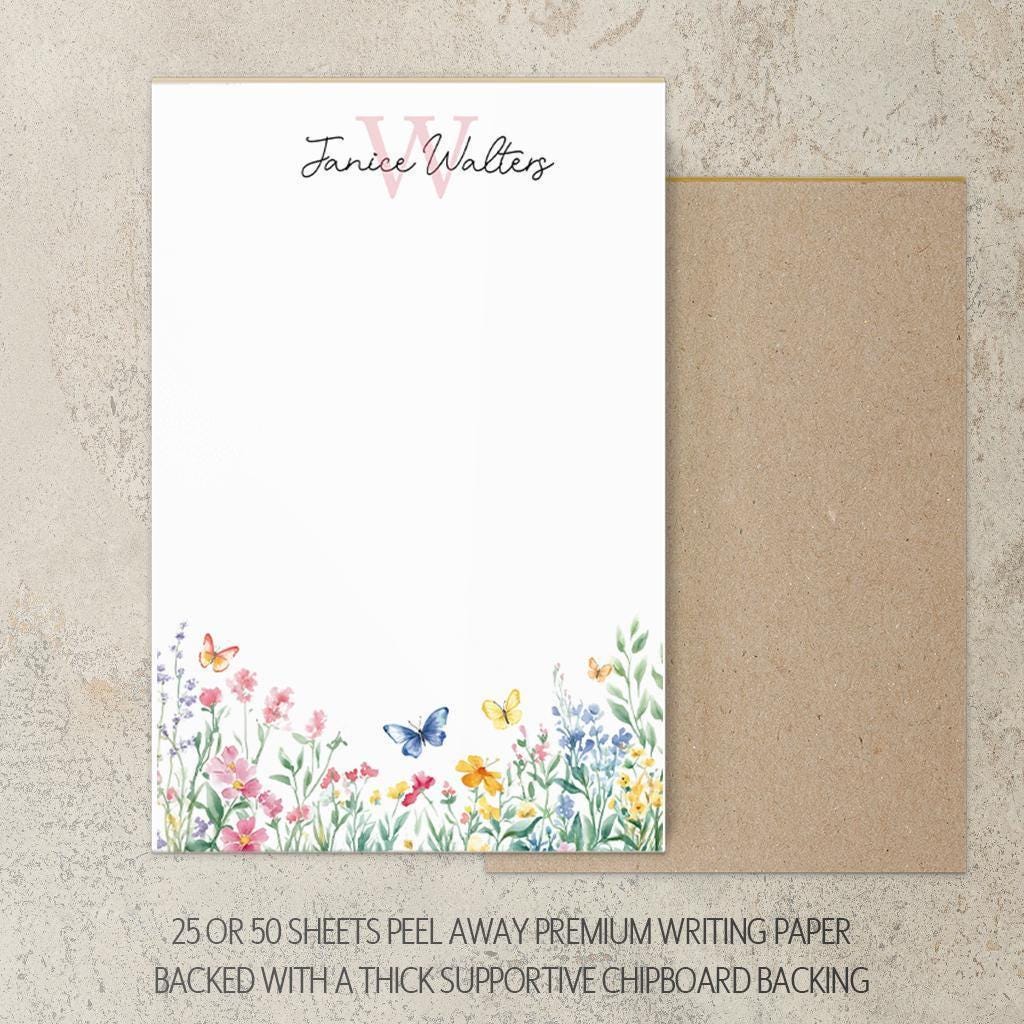 Personalized Monogram Notepad - Custom Name Wildflower Notepad | Party Favor Gifts