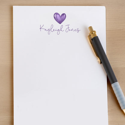 Personalized Notepad – Custom Monogram Notepad with Heart Script Stationery