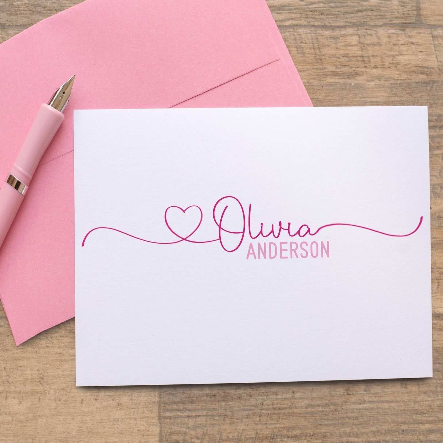 Personalized Note Cards – Custom Notecards with Envelopes | Script Stationery Set