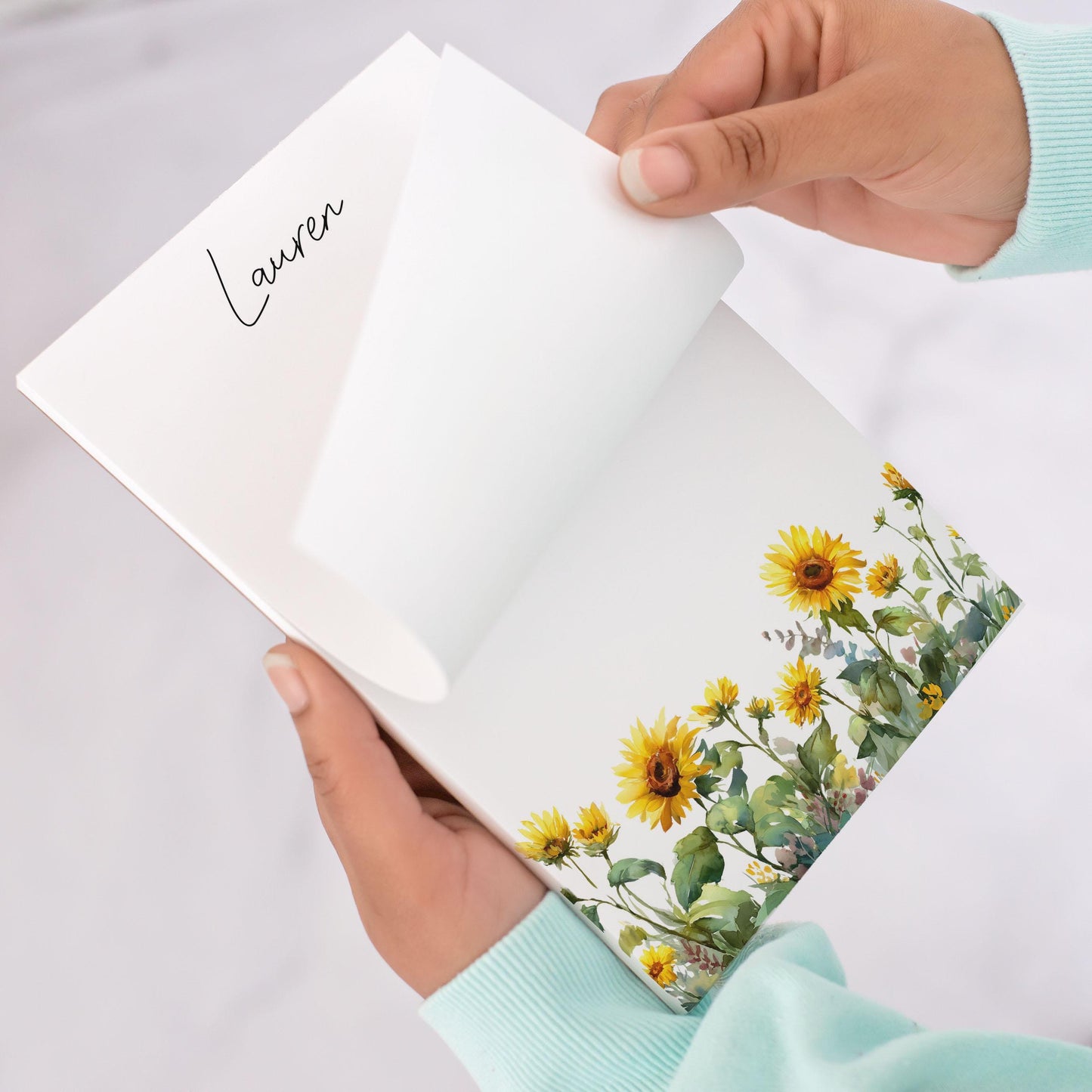 Personalized Sunflower Notepad - Custom Name Notepads | Floral Garden Note Pad Gift