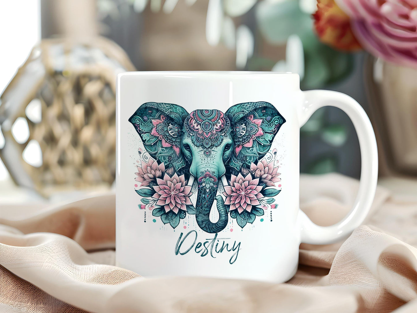 Personalized Elephant Mug - Custom Coffee Cup for Elephant Lovers Gift | Microwave Safe Ceramic