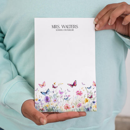 Personalized Butterfly Notepad - Custom Name Notepads | Floral Garden Stationery Gift