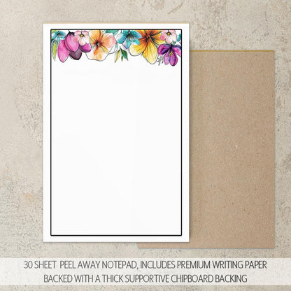 Personalized Stationery Set | Premium Letter Paper, Notecards & Rainbow Flower Notepad Gift Set